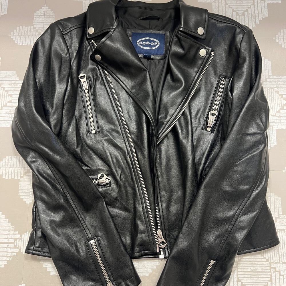 Faux Black Leather Jacket for Women